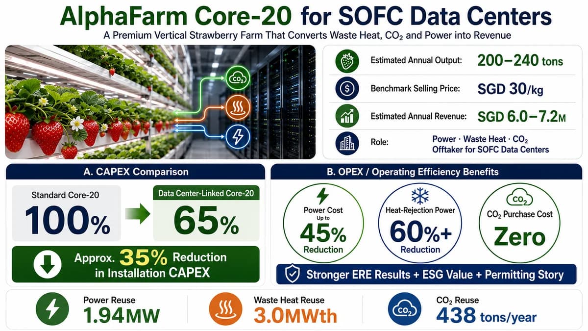 알파팜 코어-20 SOFC 데이터센터 연계 모델 숫자 / AlphaFarm Core-20 SOFC data center model figures