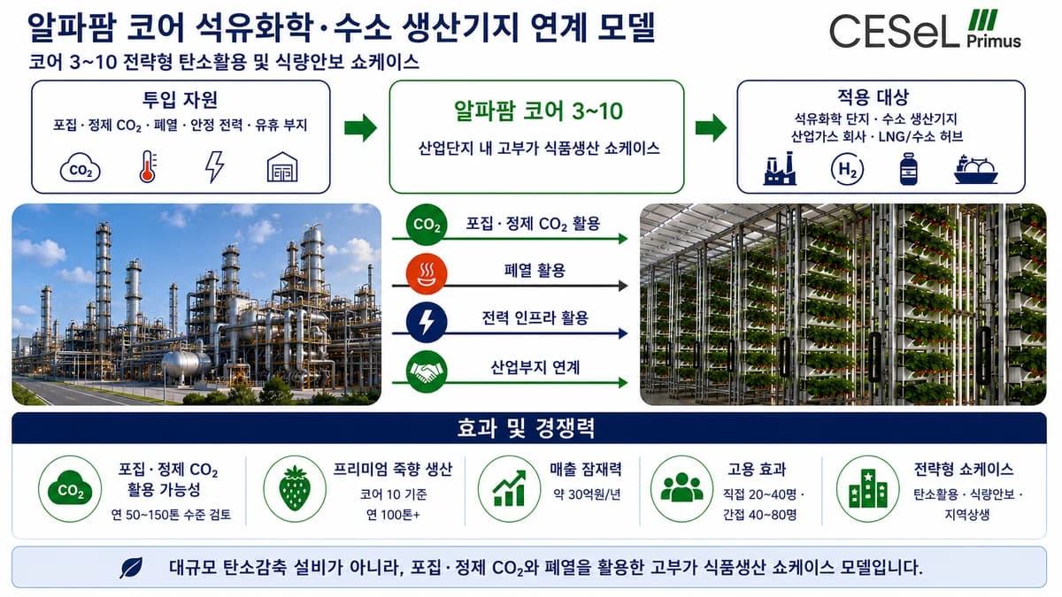알파팜 코어 석유화학·수소 생산기지 연계 모델 / AlphaFarm Core petrochemical and hydrogen model