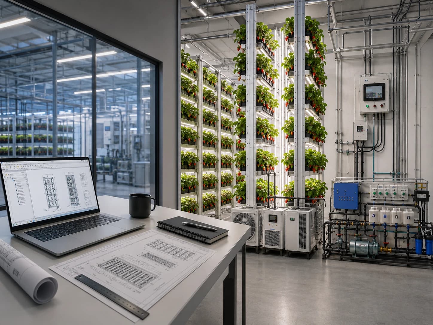 알파엔지니어링 스마트 식품 인프라 엔지니어링 — 수직농장 설비 설계·구성 현장 / AlphaEngineering smart food infrastructure engineering