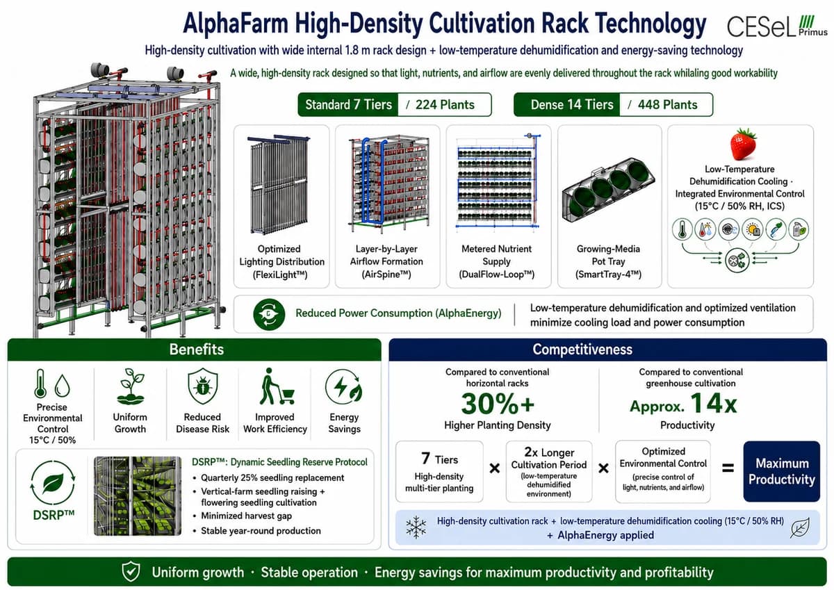알파팜 고밀도 딸기 재배랙 기술 / AlphaFarm high-density cultivation rack