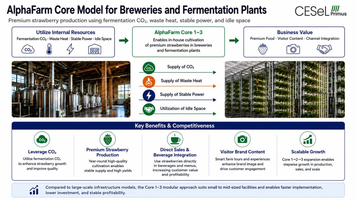 알파팜 코어 양조장·발효공장 연계 모델 / AlphaFarm Core brewery and fermentation model